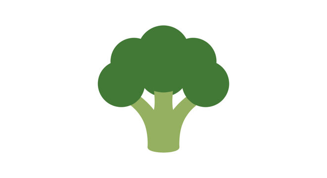 A flat vector illustration depicts a green broccoli floret against a white background