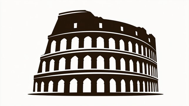 Roman Colosseum Iconic Vector Silhouette for Travel and History