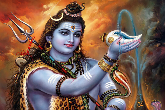 Close-Up Portrait of Lord Shiva showing The Third Eye and Cobra