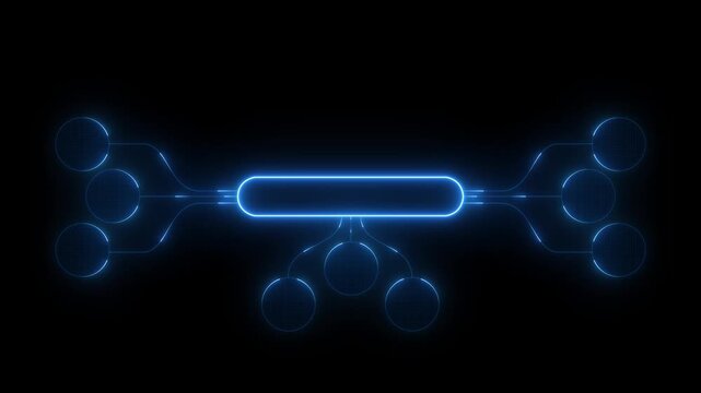 Ai tools or neon box. Multi function for Agentic AI technology motion background. Multi agent AI systems, with neon toolbox any item use for animation