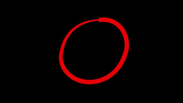 red circle brush stroke marker, round highlighter icon. 4k motion video.