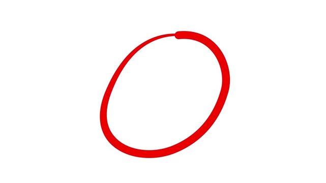 red circle brush stroke marker, round highlighter icon. 4k motion video.