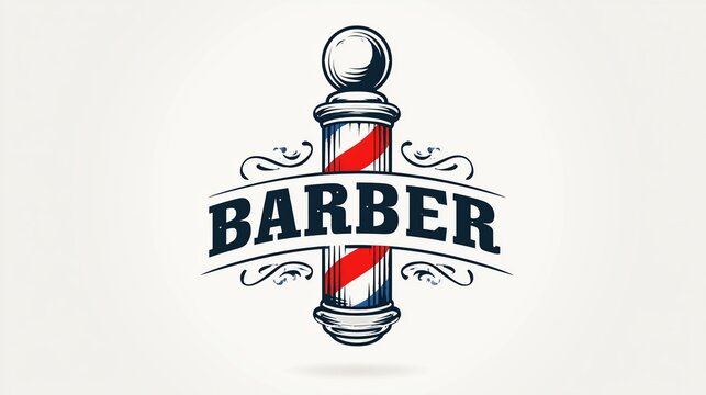 Vintage Barber Pole Illustration with barber Text