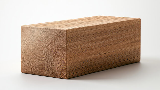 Side view of raw cedar wood block with visible grain, natural texture, rectangular shape, isolated on white background