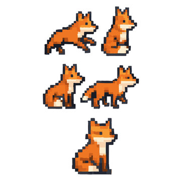 fox pixel art, eps 10 illustration