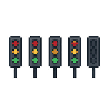 traffic-lights-pixel-art,-eps-10-illustration