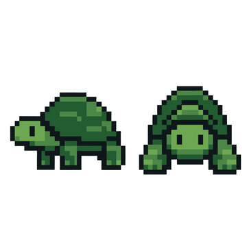 tortoise--pixel-art,-eps-10-illustration