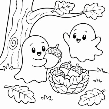 Cute ghost with acorn