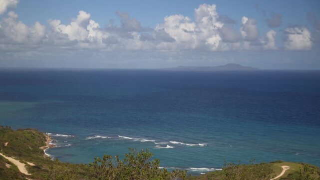 Aerial view of calm blue ocean water in puerto rico.