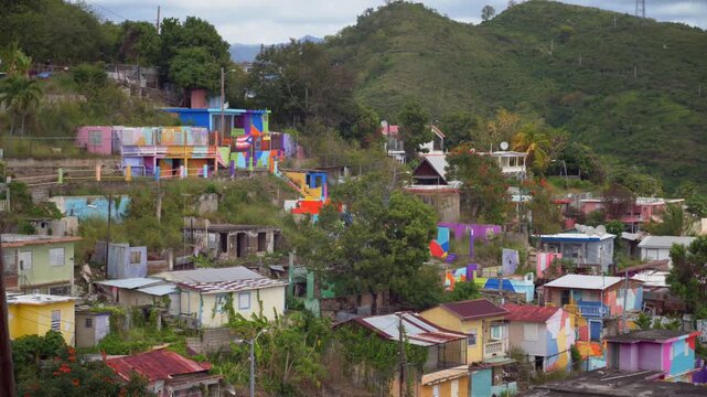View of a colorful coastal community in puerto rico.