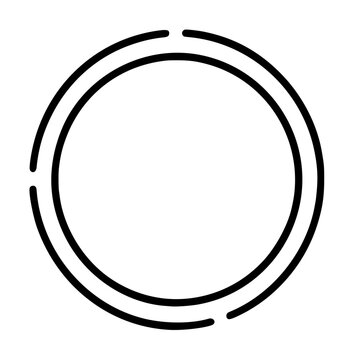 Minimalist hand-drawn circular frame vector icon, featuring a double-ring outline design with broken segments, perfect as a story highlight border or profile placeholder illustration in black on