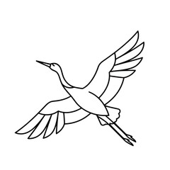 Naklejka premium Crane in flight line art
