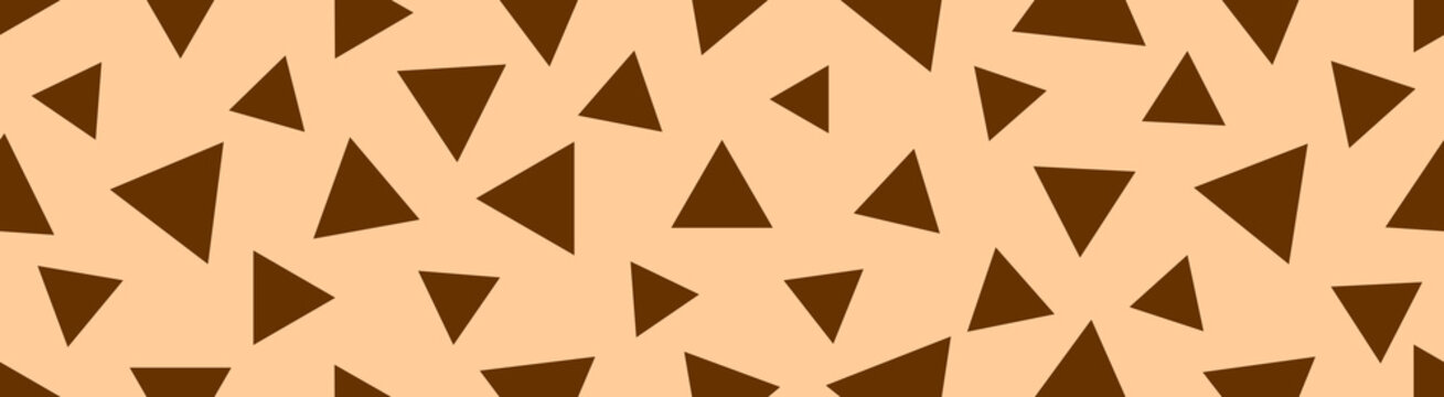 A decorative horizontal banner with a repeating pattern of dark brown triangles on a beige background. A simple, versatile design for print projects and modern web backgrounds.