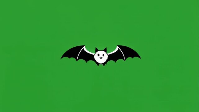 Cute bat animation in cinematic motion against a green and black background for Halloween celebrations