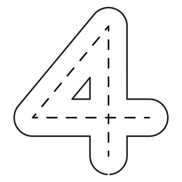 Number Tracing 0&ndash;10 clip art Preschool Educational 4 hand drawn black and white outline