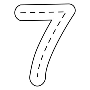 Number Tracing 0&ndash;10 clip art Preschool Educational 7 hand drawn black and white outline