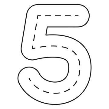 Number Tracing 0&ndash;10 clip art Preschool Educational 5 hand drawn black and white outline