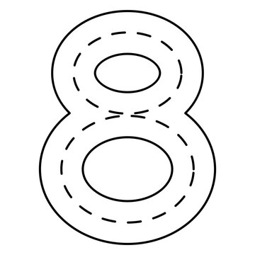 Number Tracing 0&ndash;10 clip art Preschool Educational 8 hand drawn black and white outline