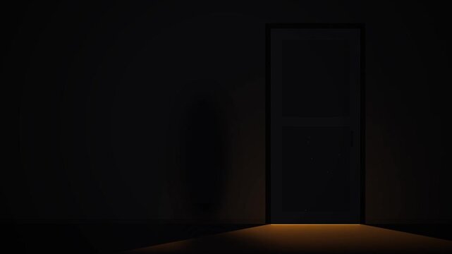 Mysterious Shadow Behind Closed Door