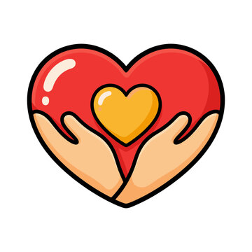 Red heart with smaller heart symbol representing love care compassion and emotional support