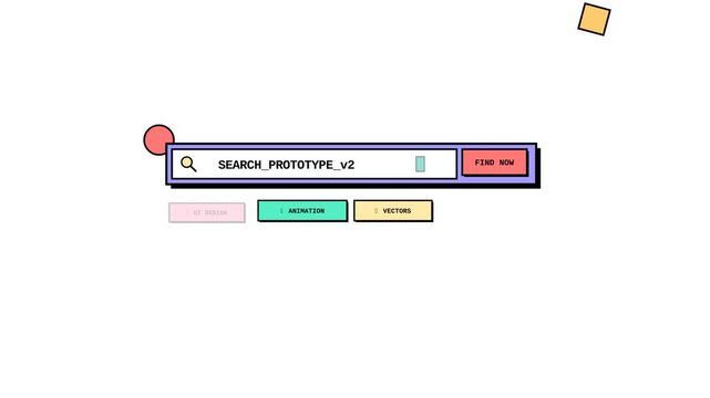 Animasi Neo Brutalism Search Bar Typing 4K Motion Graphic Animation | Seamless Loop