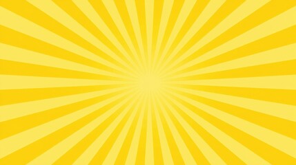 A bright yellow sunburst background with radiant radial lines. Use this vibrant graphic for retro pop art designs and cheerful summer marketing campaigns. © Shahriar