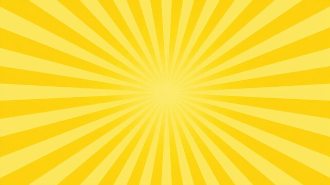 A bright yellow sunburst background with radiant radial lines. Use this vibrant graphic for retro pop art designs and cheerful summer marketing campaigns.