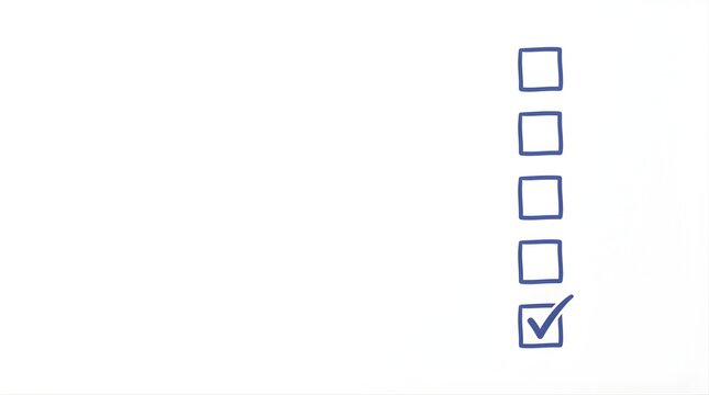 Hand drawn checkbox list with a single tick mark on a white background