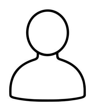 Minimalist black and white silhouette vector icon of a generic person figure with rounded head and shoulders, perfect for user profile, account, or avatar placeholder in digital interfaces and web