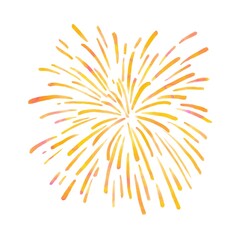 Fototapeta premium Watercolor Orange Yellow Fireworks Burst on White Background | Celebration Element 