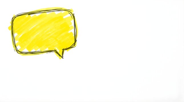 Yellow speech bubble hand drawn marker sketch on white background