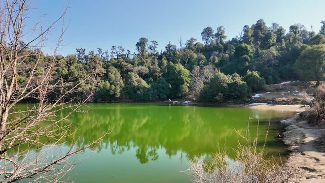 Scenic Deoria Tal lake near Tungnath temple in Chopta Uttarakhand India