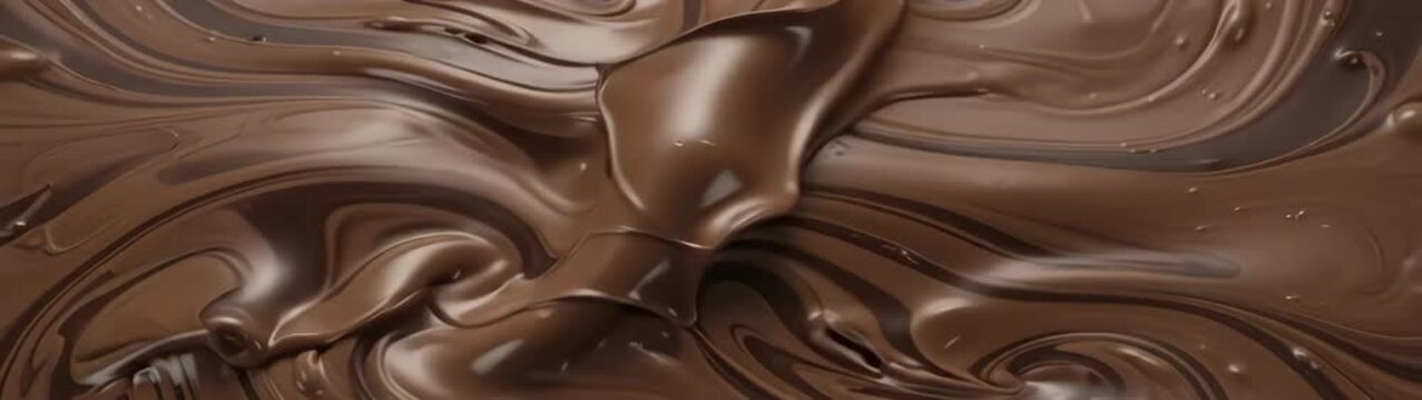 Rich chocolate and milk chocolate blending forming delicious dessert swirls Food concept for sweetness and indulgence.