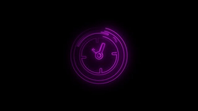 Just In Time illustration black line pink neon icon design time watch Clock icon.