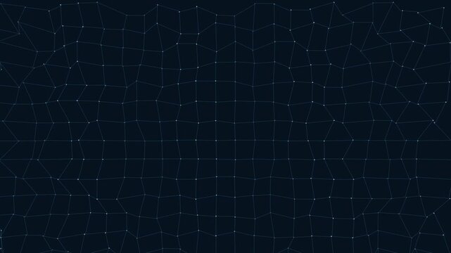Abstract geometric wireframe mesh pattern on dark background with intricate polygonal structures