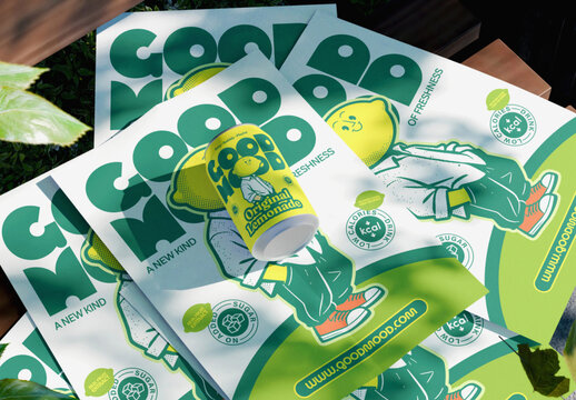 Beverage Can and Poster Mockup