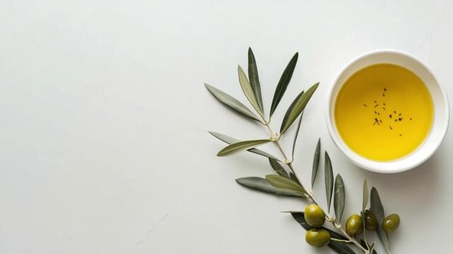 Delicious Olive Oil and Fresh Olives on Table for Culinary Inspiration Enhance Your Dishes and Cooking with Olive Oil and Fresh Olives. Generative AI