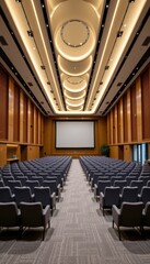 Naklejka premium Empty theater style meeting room design inside prestigious global university building