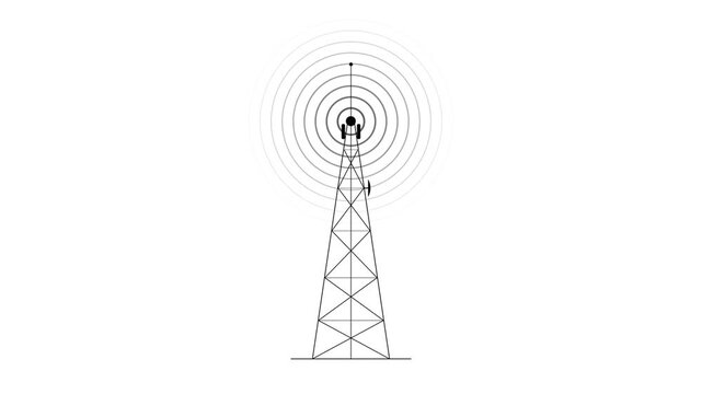 Telecommunication tower transmitting wireless signals with concentric waves