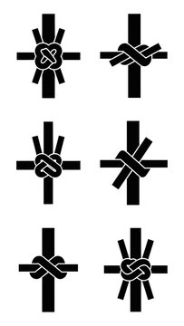 Nautical rope knot silhouettes on posts.