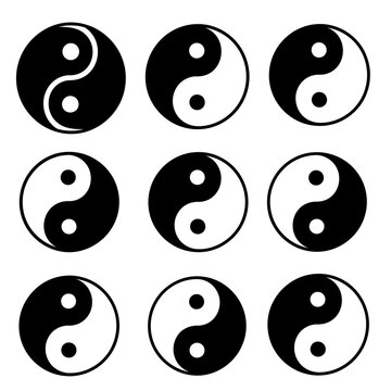 Traditional Yin Yang balance symbol icons.