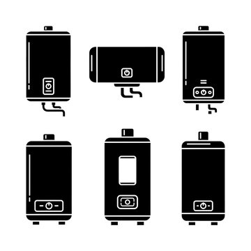 Wall-mounted water heater and boiler silhouettes.