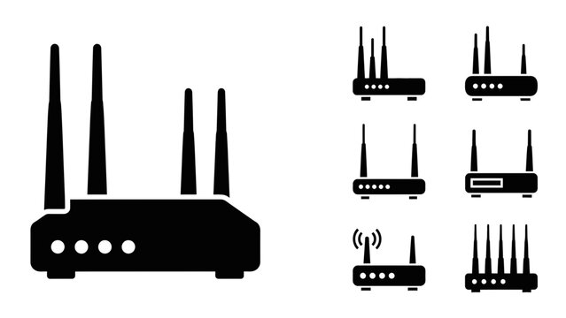 Wi-Fi router and modem technology icons.
