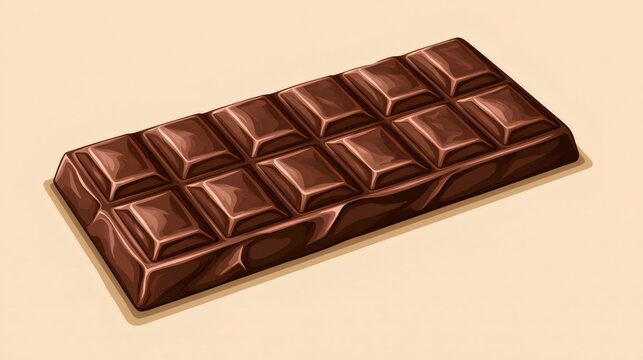 Dark chocolate bar with twelve segments sitting on a light background