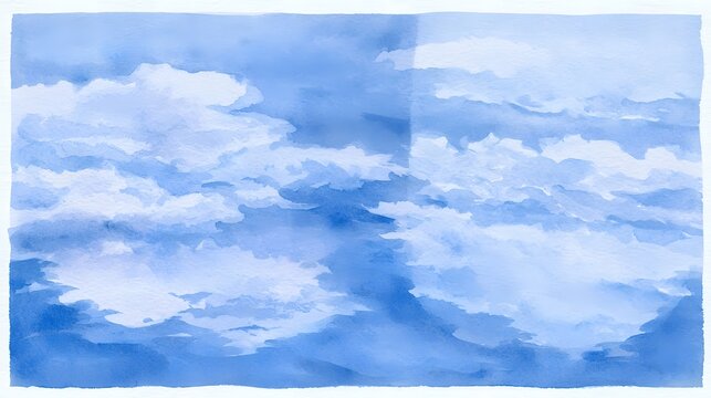 Tranquil aerial watercolor clouds reflected serene journey inside airplane cabin art stock illustration