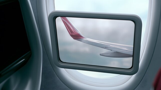 Reflections of flight a serene window to travel and modern digital connection