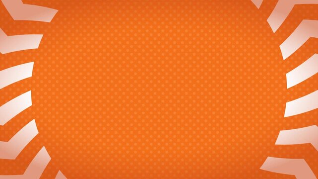 オレンジの背景に矢印の円が回転する抽象モーション背景アニメーション