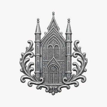 Ornate Gothic architectural emblem