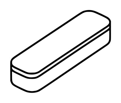 Hand-traced minimalist vector icon illustration of a rectangular nail buffer block with rounded edges, presented in clean black outline on white background, perfect for beauty and manicure graphic