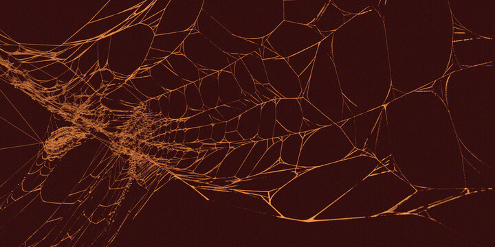 Abstract fractal structure resembling a glowing spider web in deep brown tones